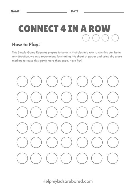 Connect Four Printable Template
